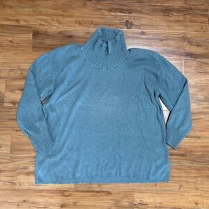 Eddie Bauer Women's Turtleneck Sweater Pullover Knit Long Sleeve Grey Blue 3X‎